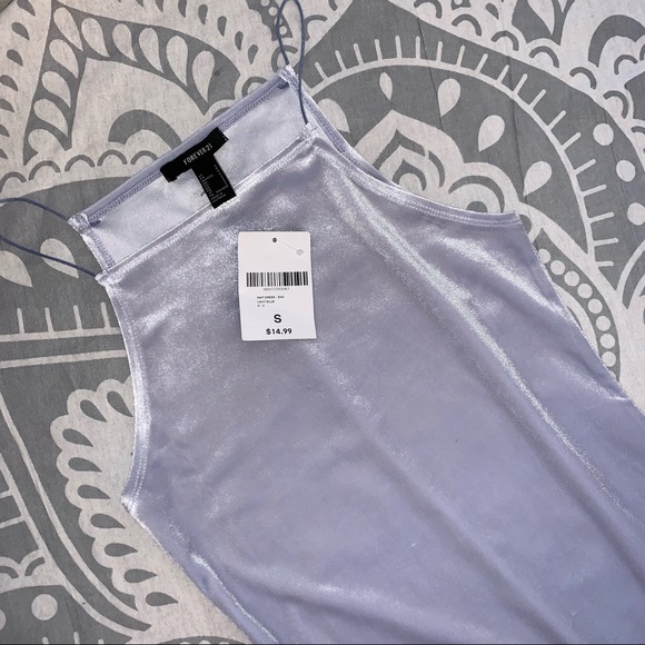 NWT Forever 21 Light Blue Velvet Bodycon Dress - Picture 3 of 6